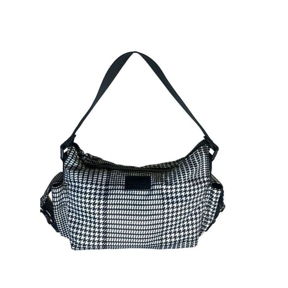 Lauren Ralph Lauren Black & White Houndstooth Print Canvas Solder Bag NWOT - Picture 4 of 9